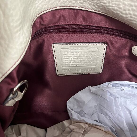 Coach Ivory White Chelsea Pebbled Leather Satchel Bag - Picture 5 of 6